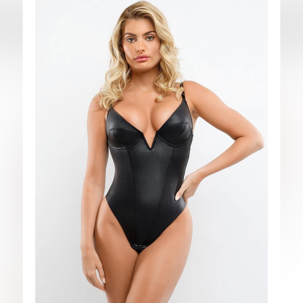 Black V-Plunge Bodysuit